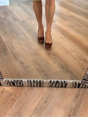 Stuart Weitzman Brown Suede Peep-Toe Bow Pumps